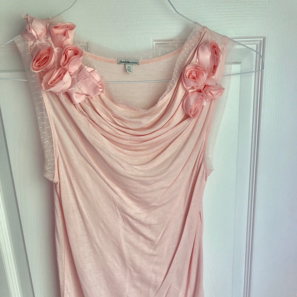 Charlotte Russe Flowered Blouse with Lace Trim